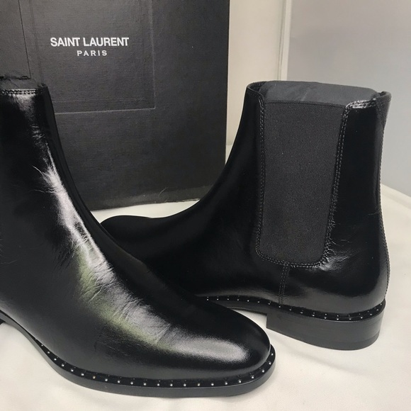 Saint Laurent Paris Leather Studded Chelsea Boots - Picture 3 of 11
